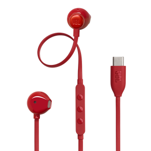 JBL Tune 305C USB - Red - Wired Hi-Res Earbud Headphones - Hero